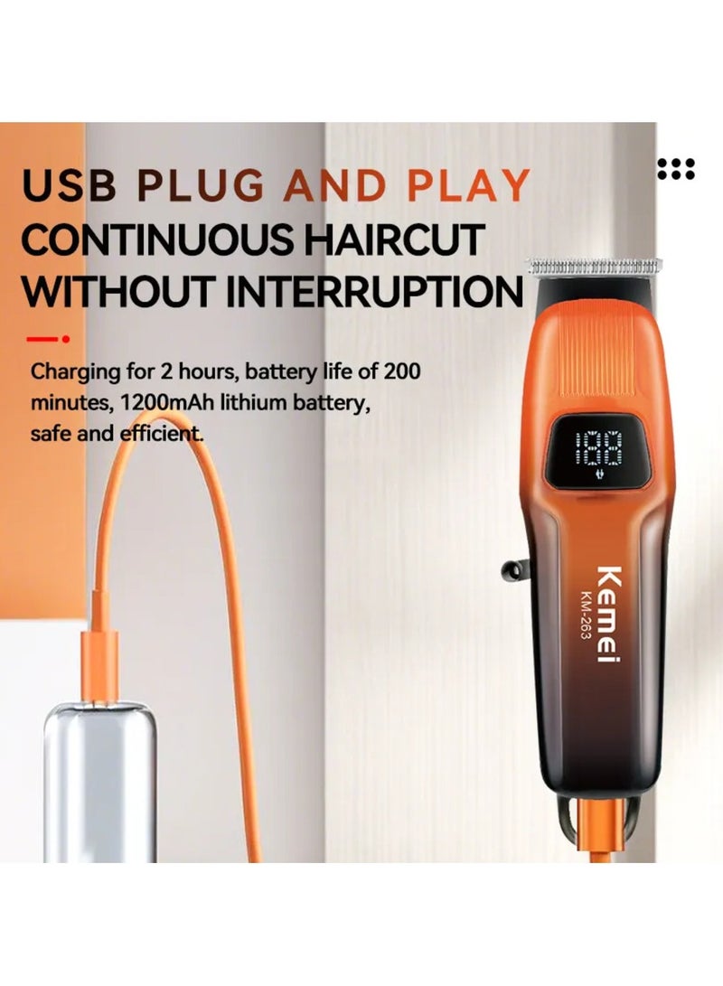 Kemei Km-263 Professional Hair Clipper, Lightweight Cordless Rechargeable - Image 3