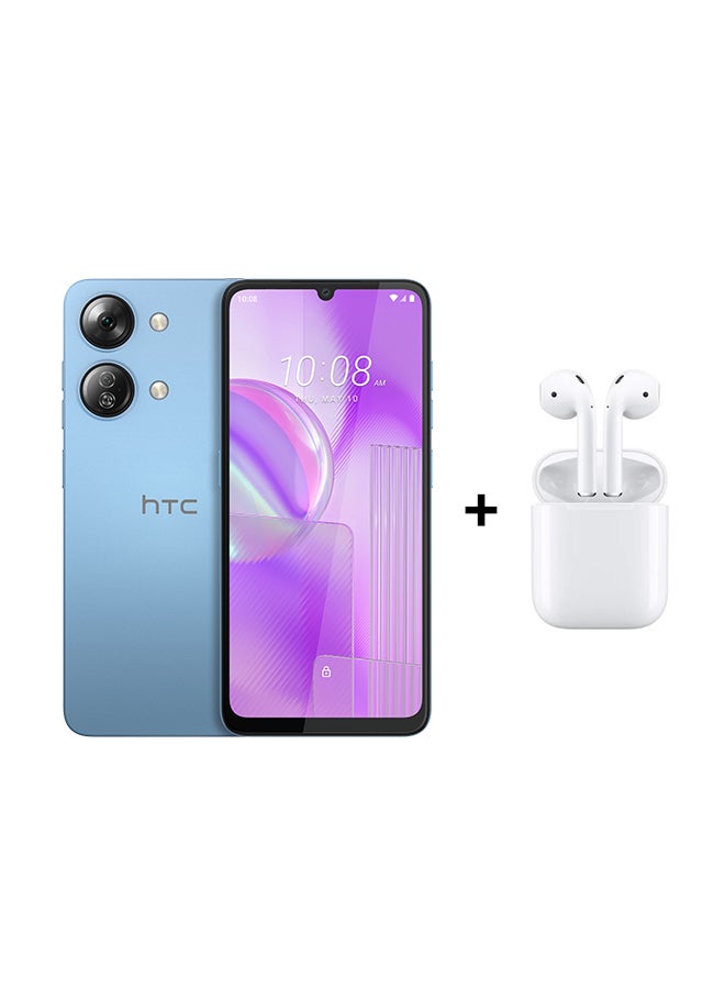 HTC Wildfire E4 Plus 4G Dual SIM Light Blue 8*(4+4) GB RAM 128GB + Nextbot TWS Wireless Earbuds  - Middle East Version  - Image 1