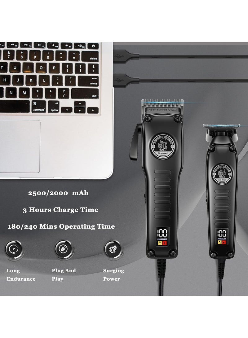 كيمي Professional Hair Clipper 1827 for Men, Electric Beard Trimmer with T-Blade, Cordless with LED Display - Image 4