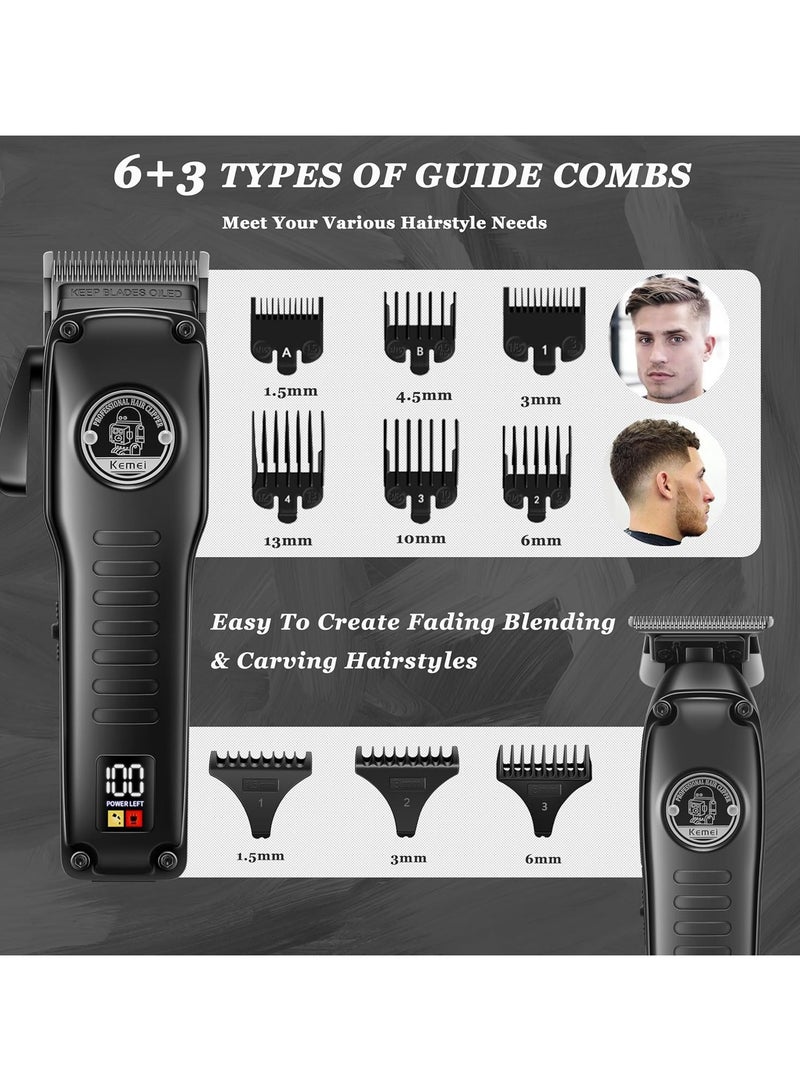 كيمي Professional Hair Clipper 1827 for Men, Electric Beard Trimmer with T-Blade, Cordless with LED Display - Image 3