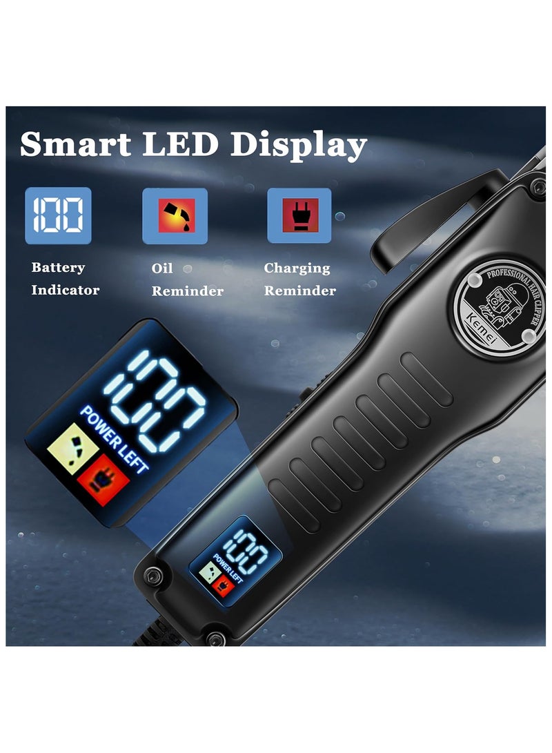 كيمي Professional Hair Clipper 1827 for Men, Electric Beard Trimmer with T-Blade, Cordless with LED Display - Image 5