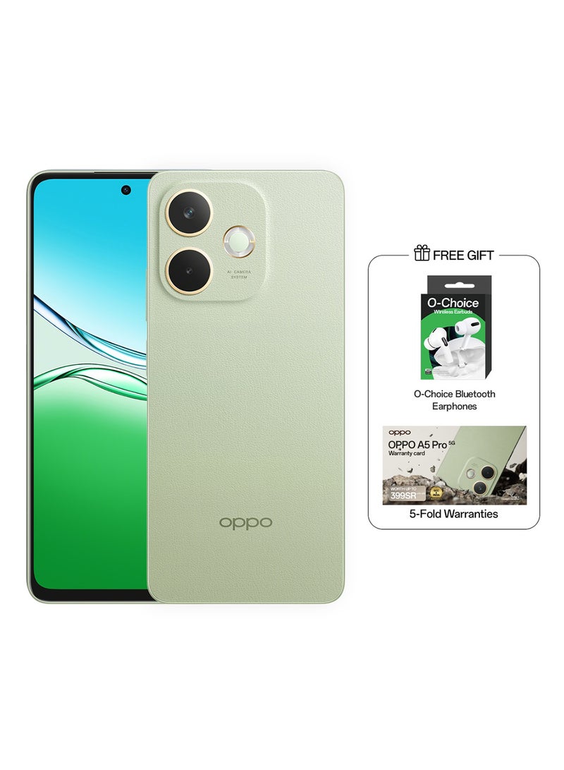 أوبو A5 Pro Dual SIM Olive Green 8GB RAM 256GB 5G - Middle East Version With Gift Bluetooth Earphones O Choice - Image 1