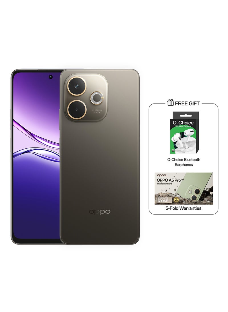 OPPO A5 Pro Dual SIM Mocha Brown 8GB RAM 256GB 5G - Middle East Version With Gift Bluetooth Earphones O Choice - Image 1
