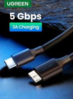 يو جرين USB Type C to Micro USB Cable 1M External Hard Drive Cable Replacement Fast Data Transfer Compatible With External Hard Drive SSD WD Seagate MacBook Pro/Air, iPad/Tablet, iPhone, Samsung Galaxy S24 Black  - Image 1