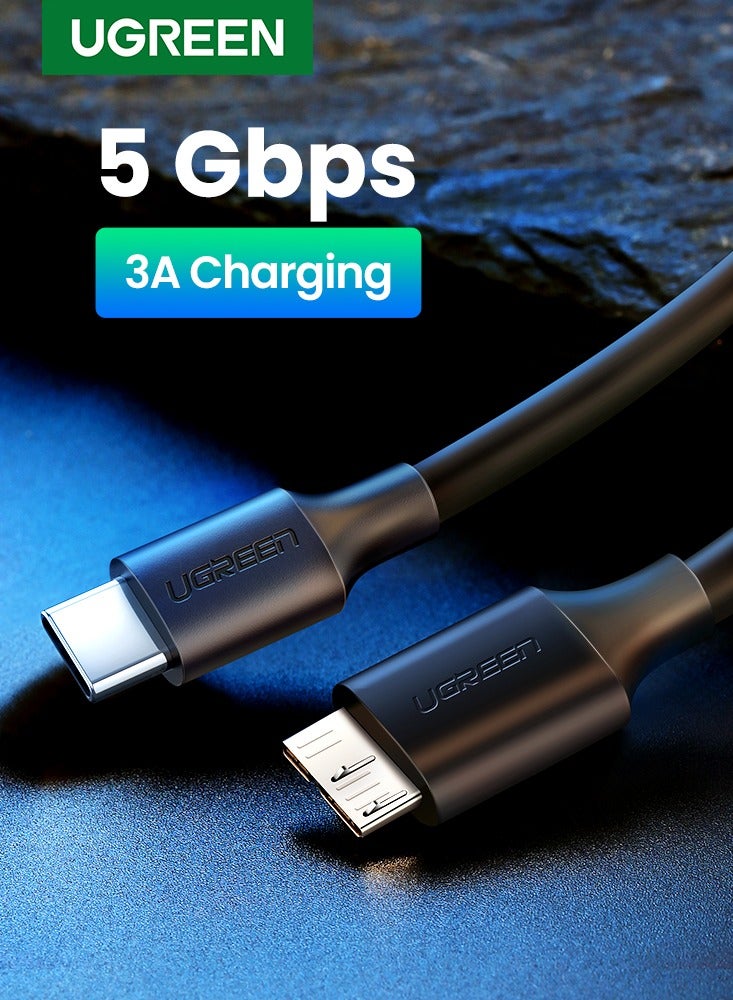 Ugreen USB Type C to Micro USB Cable 1M External Hard Drive Cable Replacement Fast Data Transfer Compatible With External Hard Drive SSD WD Seagate MacBook Pro/Air, iPad/Tablet, iPhone, Samsung Galaxy S24 Black  - Image 1