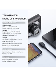 يو جرين USB Type C to Micro USB Cable 1M External Hard Drive Cable Replacement Fast Data Transfer Compatible With External Hard Drive SSD WD Seagate MacBook Pro/Air, iPad/Tablet, iPhone, Samsung Galaxy S24 Black  - Image 3