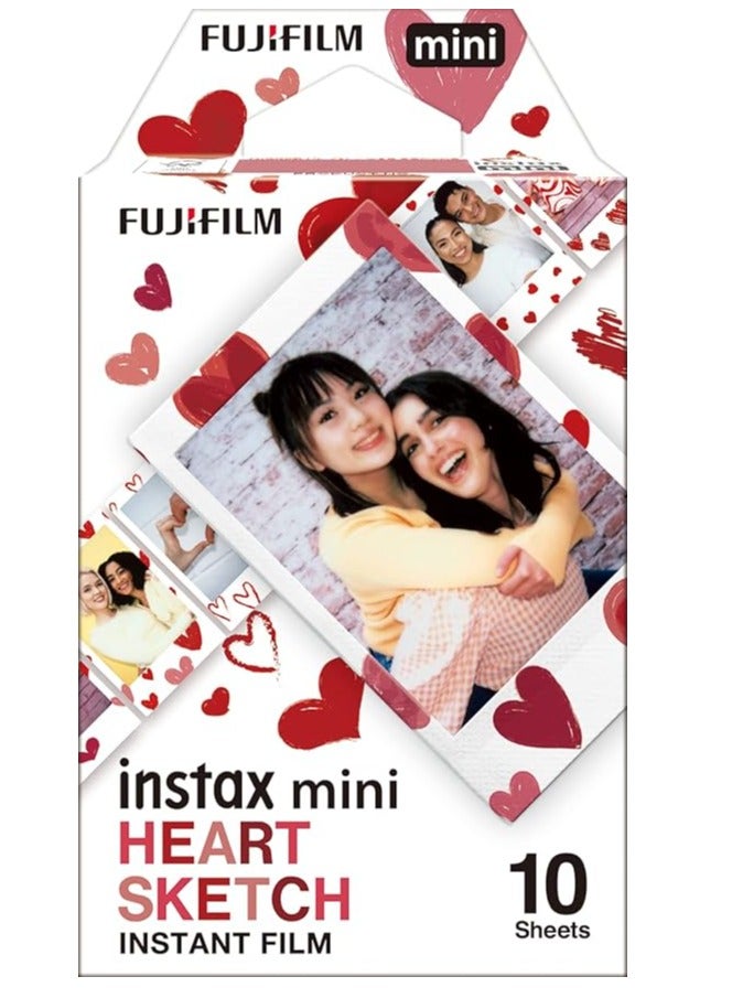 FUJIFILM Mini Heart Sketch Instant Film Pack (10 exposures) Colored  - Image 1