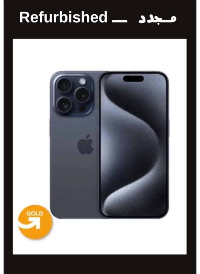 ابل  مجدد، آيفون 15 برو ماكس، 256 جيجابايت، 8 جيجابايت رام، شريحة واحدة، 5G، تيتانيوم أزرق، ضمان محلي | درجة ذهبية | ترقية مجددة - Image 1