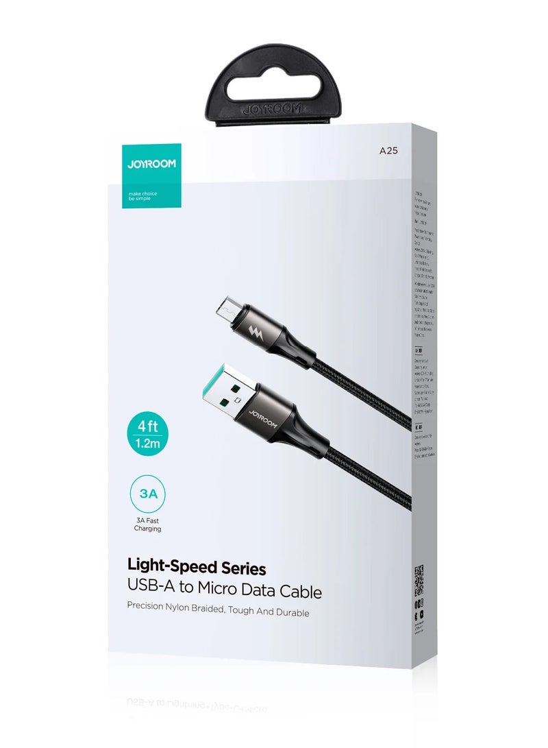 SA25-AM3 Flash-Charge Series 3A Fast Charging Data Cable ( Micro)1.2M BLACK
