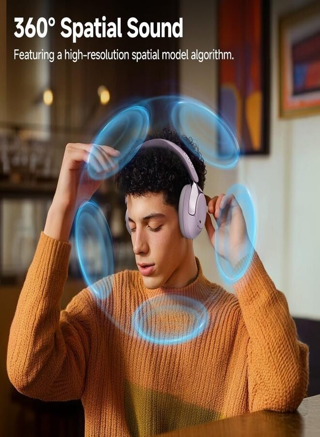 QCY - H3 PRO Over Ear Headphones Adaptive ANC, Wired & Wireless Connectivity, 50dB Active Noise Cancellation with Multiple Modes, LDAC Hi-Res Wireless Audio, 55H Playtime, Custom EQ via App - Purple - Image 1