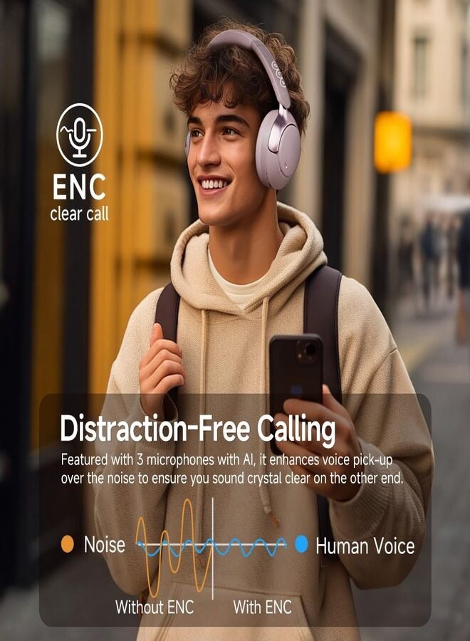 QCY - H3 PRO Over Ear Headphones Adaptive ANC, Wired & Wireless Connectivity, 50dB Active Noise Cancellation with Multiple Modes, LDAC Hi-Res Wireless Audio, 55H Playtime, Custom EQ via App - Purple - Image 1