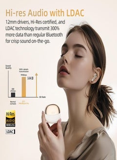 QCY MeloBuds Pro HT08, Wireless Earbuds, Active Noise Cancellation Bluetooth Earphones, Comfortable Fit, Ultra-Low Latency Gaming Earbuds, 34 Hours Playtime - Gold  - Image 3