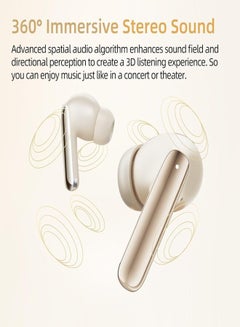QCY MeloBuds Pro HT08, Wireless Earbuds, Active Noise Cancellation Bluetooth Earphones, Comfortable Fit, Ultra-Low Latency Gaming Earbuds, 34 Hours Playtime - Gold  - Image 4