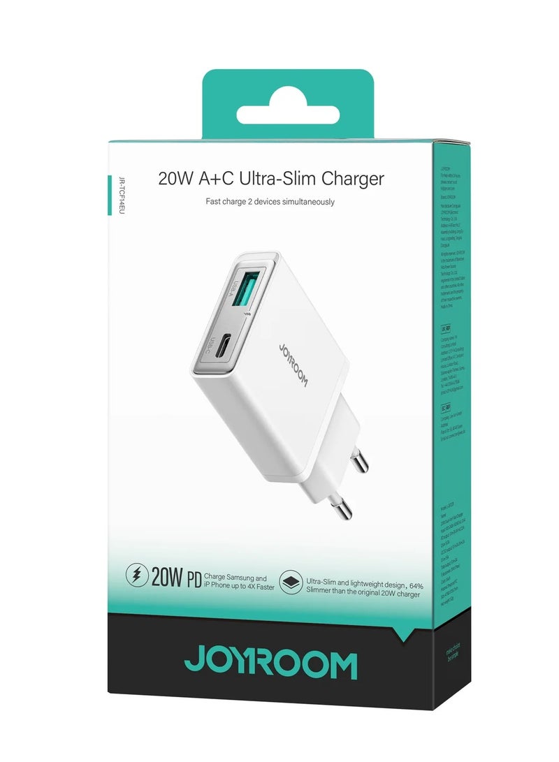 JOYROOM - JR-TCF14 20W A+C Super Slim Charger white - Image 1
