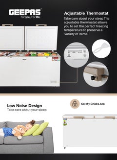 جيباس Double Door Chest Freezer with 508L (17.90 cu ft) Storage Capacity, Faster Cooling System, and Gold Frame 240 W GCF5516WAH White  - Image 5