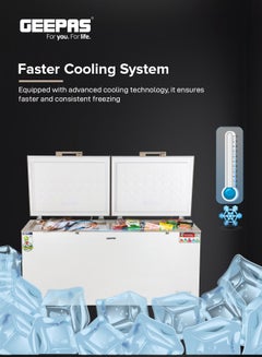 جيباس Double Door Chest Freezer with 508L (17.90 cu ft) Storage Capacity, Faster Cooling System, and Gold Frame 240 W GCF5516WAH White  - Image 4