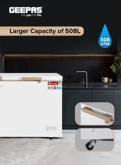 جيباس Double Door Chest Freezer with 508L (17.90 cu ft) Storage Capacity, Faster Cooling System, and Gold Frame 240 W GCF5516WAH White  - Image 3