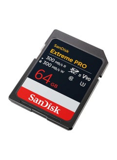 سانديسك Extreme PRO 64GB SDXC UHS-II Card, up to 300MB/s Read Speed & Write Speed, V90.8K. The professional performance data of the card allow the recording of 8K videos 64 GB  - Image 2