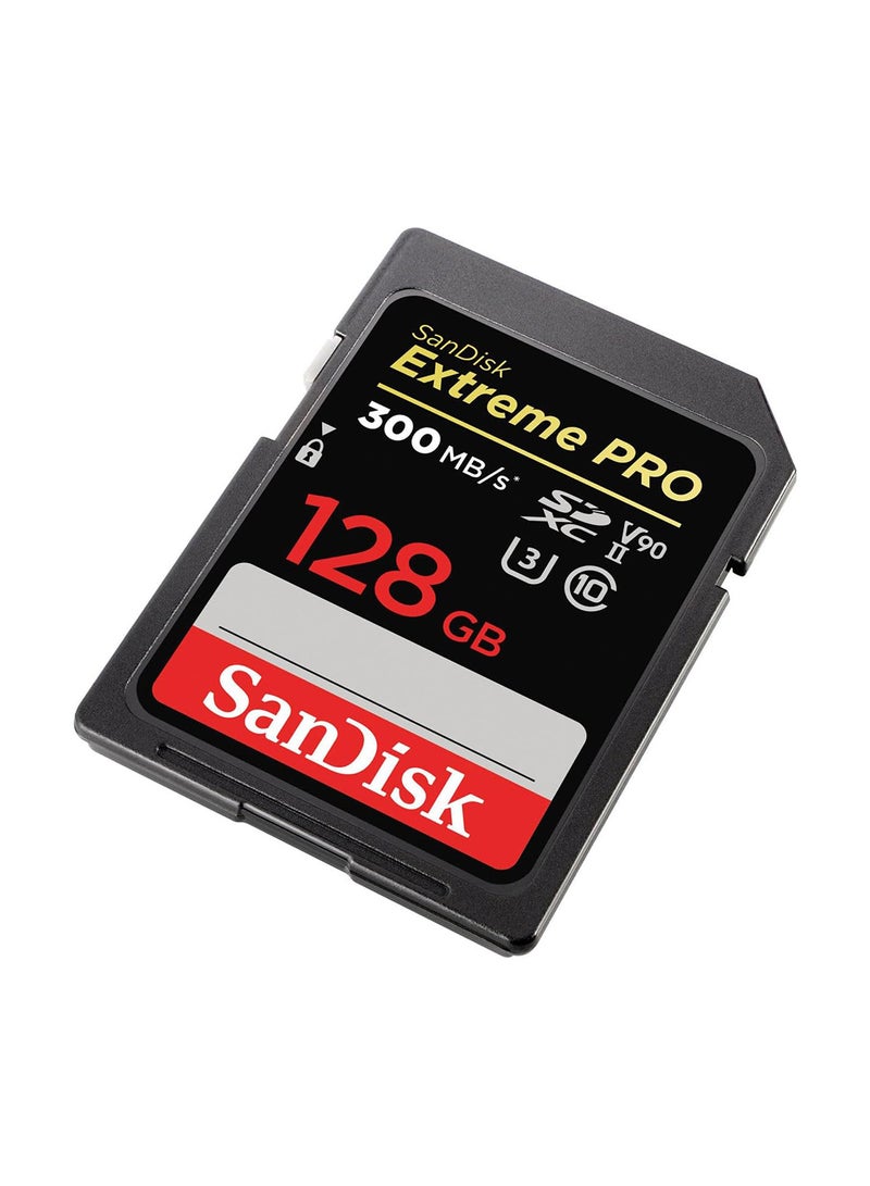 Sandisk - 128GB Extreme PRO SDXC Memory Card up to 300MB/s, UHS II, Class 10, U3, V90, Black, SDSDXDK 128G GN4IN, SanDisk Extreme PRO SD UHS lI Card 128 GB - Image 1