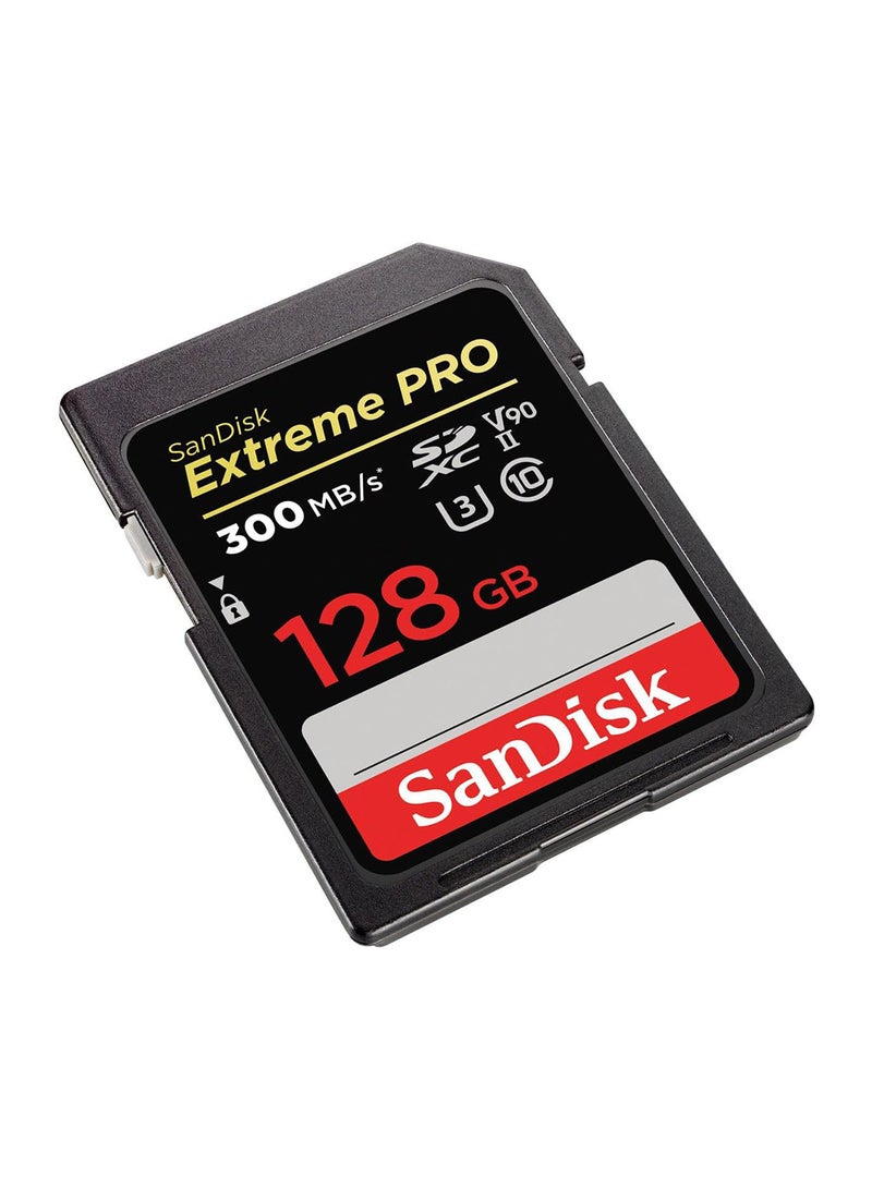 Sandisk - 128GB Extreme PRO SDXC Memory Card up to 300MB/s, UHS II, Class 10, U3, V90, Black, SDSDXDK 128G GN4IN, SanDisk Extreme PRO SD UHS lI Card 128 GB - Image 1