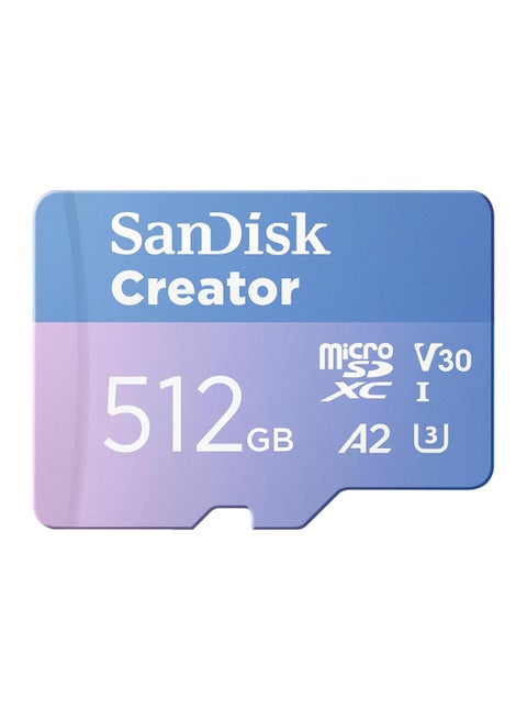 512GB Creator microSD UHS-I Card with SD Adapter - Up to 190MB/s, 4K, 5.3K, Micro SD Card - SDSQXAV-512G-GN6MS 512 GB
