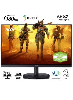 أيسر 24.5" Inch Nitro Full HD (1920x1080) VA Gaming Monitor | AMD FreeSync | 180Hz Refresh Rate | 1ms (VRB) Response Time | HDR 10 Support | 1x Display Port 1.2 & 2x HDMI 2.0 - KG251Q P3BIIP | Black  - Image 1