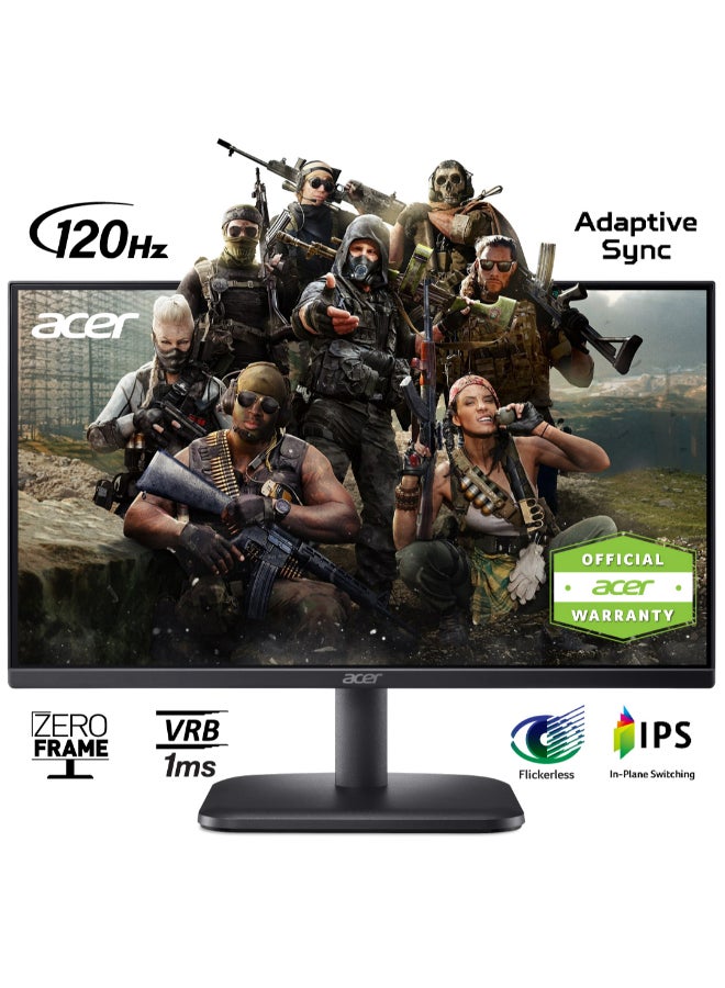Acer 24" Inch Widescreen LCD Monitor (23.8") Viewable FHD (1920x1080) GBMIX, IPS 120Hz Refresh Rate, 1ms Response Time (VRB) with 1x HDMI Cable, VGA, & Speakers, AMD FreeSync ZeroFrame - EK241Y G | Black  - Image 1