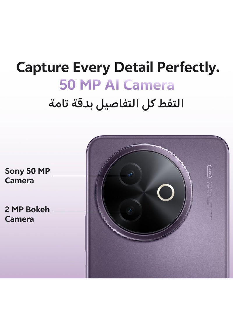 فيفو - Y39 5G Dual SIM Royal Purple 8GB RAM 256GB With Online Exclusive Bundle: TWS Earbuds, 44W Fast Charger And 24-Month Warranty - Middle East Version - Image 1