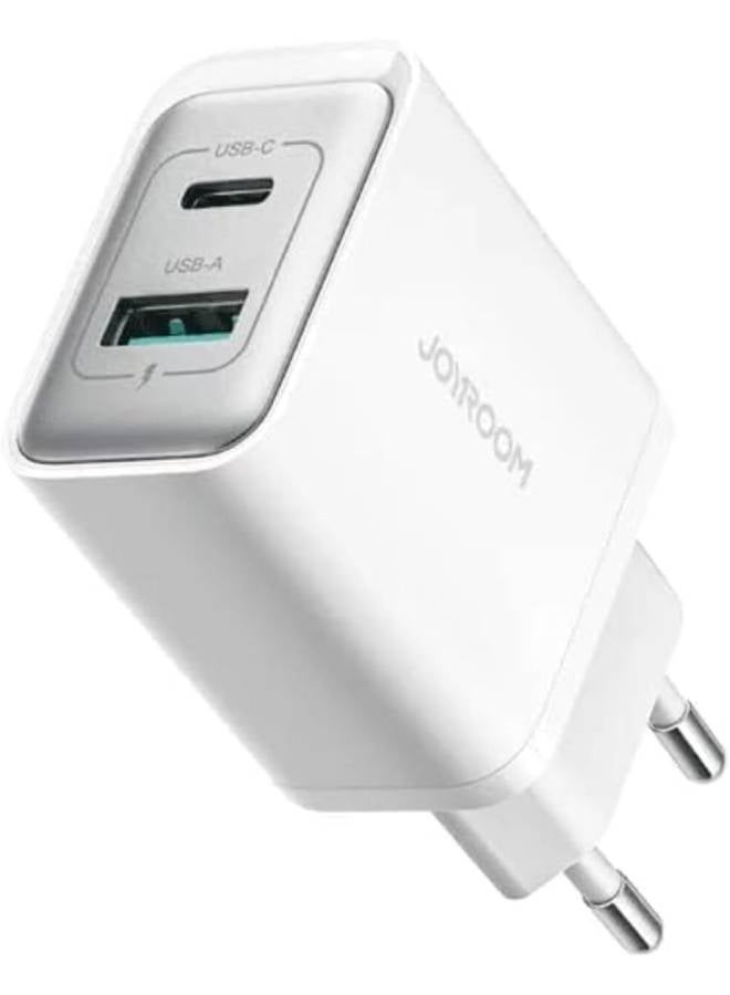 جوي روم شاحن حائط سريع 30 وات USB+USB-C / Type-C متوافق مع iPhone 16/15/14/14 Pro/14 Pro Max/13/12/SE2020/11/XR/XS Max/X/iPad Samsung S25/S24/S23 جميع السلاسل بمقبس المملكة المتحدة باللون الأبيض أبيض - Image 1