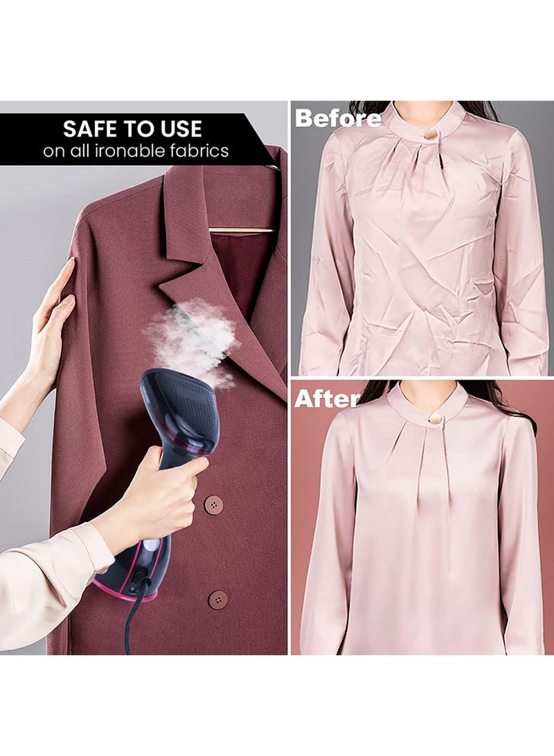 SONASHI - Handheld Garment Steamer with 280ML Detachable Water Tank Capacity, Continuous Steam Rate of 25-30G/Min, Continuous Steam Lock, Compact Design, Versatile Accessories 280 ml 1500 W SGS-327 Black/Pink - Image 1