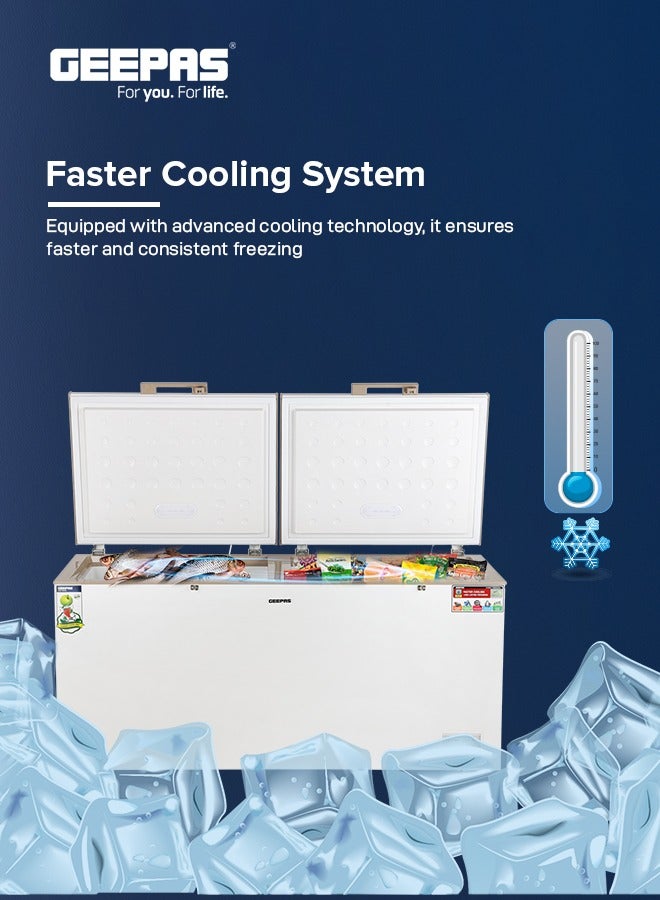 GEEPAS Double Door Chest Freezer, 708L (25.0 Cubic Feet) Storage, Faster Cooling, Gold Frame, White Interior, Hidden Compressor 240 W GCF7816WAH White/Golden - Image 4