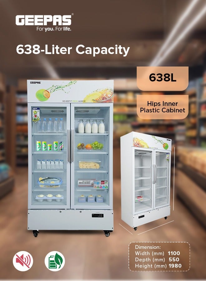 جيباس 638 لتر ثلاجة عرض مزدوجة بدون صقيع، ضوضاء منخفضة، موفرة للطاقة، تحكم رقمي في درجة الحرارة LED - Image 2