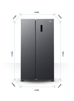 جيباس 521L Gross Capacity Side-by-Side No Frost Refrigerator. Inverter Compressor, Multi-Airflow, Touch LED Control, LED Lighting, Unbreakable Shelves (177L Freezer / 344L Refrigerator) GRFS6929SXHN black  - Image 5