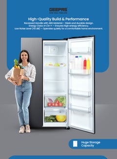 جيباس 521L Gross Capacity Side-by-Side No Frost Refrigerator. Inverter Compressor, Multi-Airflow, Touch LED Control, LED Lighting, Unbreakable Shelves (177L Freezer / 344L Refrigerator) GRFS6929SXHN black  - Image 2