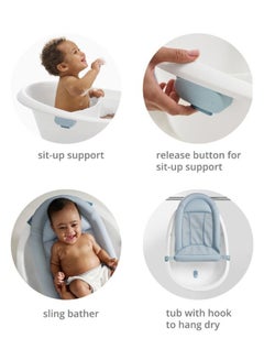 Skip Hop Wave 4-In-1 Baby Bath Tub, White And Blue  - Image 4