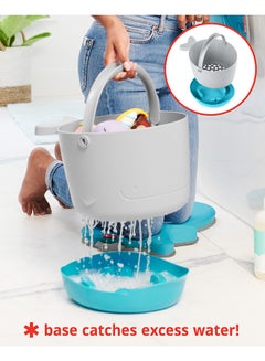 Skip Hop Moby Stowaway Bath Toy Bucket, White And Blue  - Image 3
