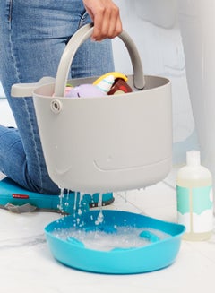 Skip Hop Moby Stowaway Bath Toy Bucket, White And Blue  - Image 4