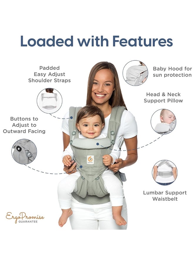 إيرجوبيبي Alta Hip Seat Ergonomic Baby Carrier With Hip Seat For Added Comfort, Pearl Grey - Image 4