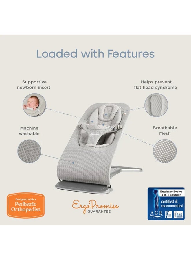إيرجوبيبي Evolve Comfortable Baby Bouncer With Mesh Fabric - Sage Green  - Image 3