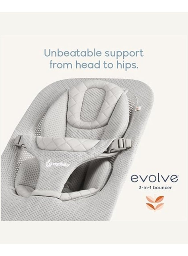 إيرجوبيبي Evolve Comfortable Baby Bouncer With Mesh Fabric - Sage Green  - Image 5