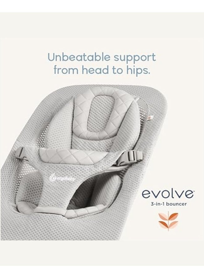إيرجوبيبي Evolve Soft And Comfortable Baby Bouncer, Cream  - Image 5