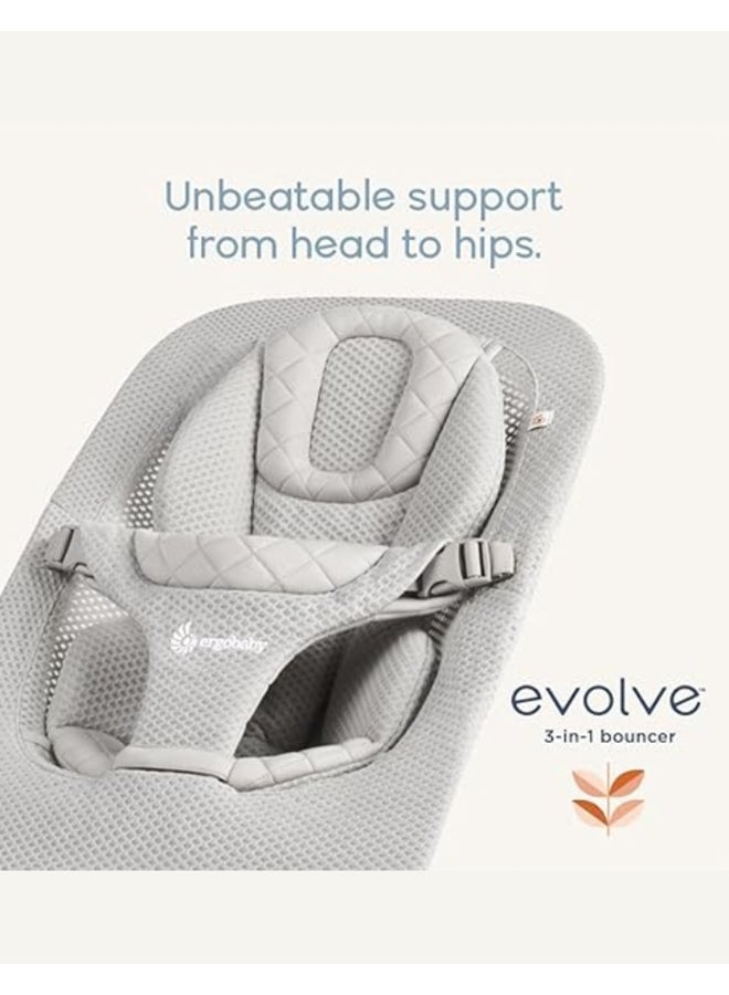 إيرجوبيبي Versatile Baby Bouncer With Mesh Fabric, Light Grey  - Image 5