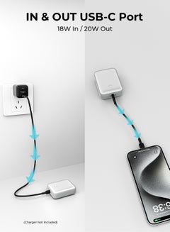 أوكي AUKEY Power Bank Spark 10,000 mAh 20W PD Charging mAh22.5W , Y55 WH Silver  - Image 2