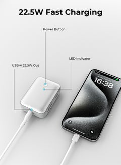 أوكي AUKEY Power Bank Spark 10,000 mAh 20W PD Charging mAh22.5W , Y55 WH Silver  - Image 3