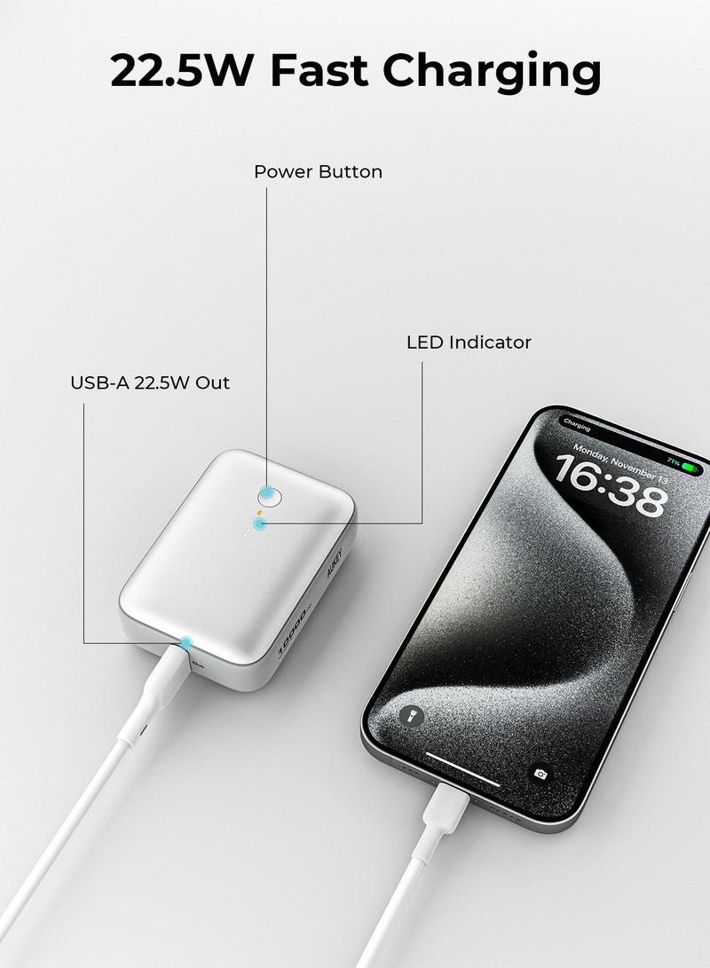 Aukey AUKEY Power Bank Spark 10,000 mAh 20W PD Charging mAh22.5W , Y55 WH Silver  - Image 3