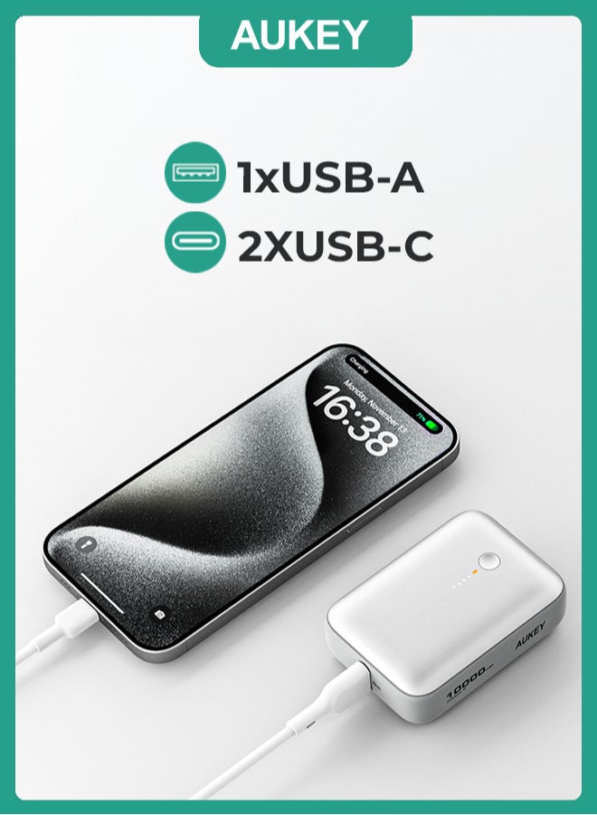 AUKEY Power Bank Spark 10,000 mAh 20W PD Charging mAh22.5W , Y55 WH White - Image 3