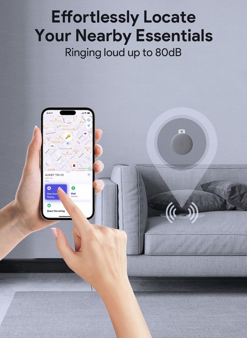 Aukey - AUKEY Track Mate 1 Bundle, 3 Smart Bluetooth Trackers, Replaceable Battery, 6 Month Battery Life TM-10 Bundle Gray Grey - Image 1