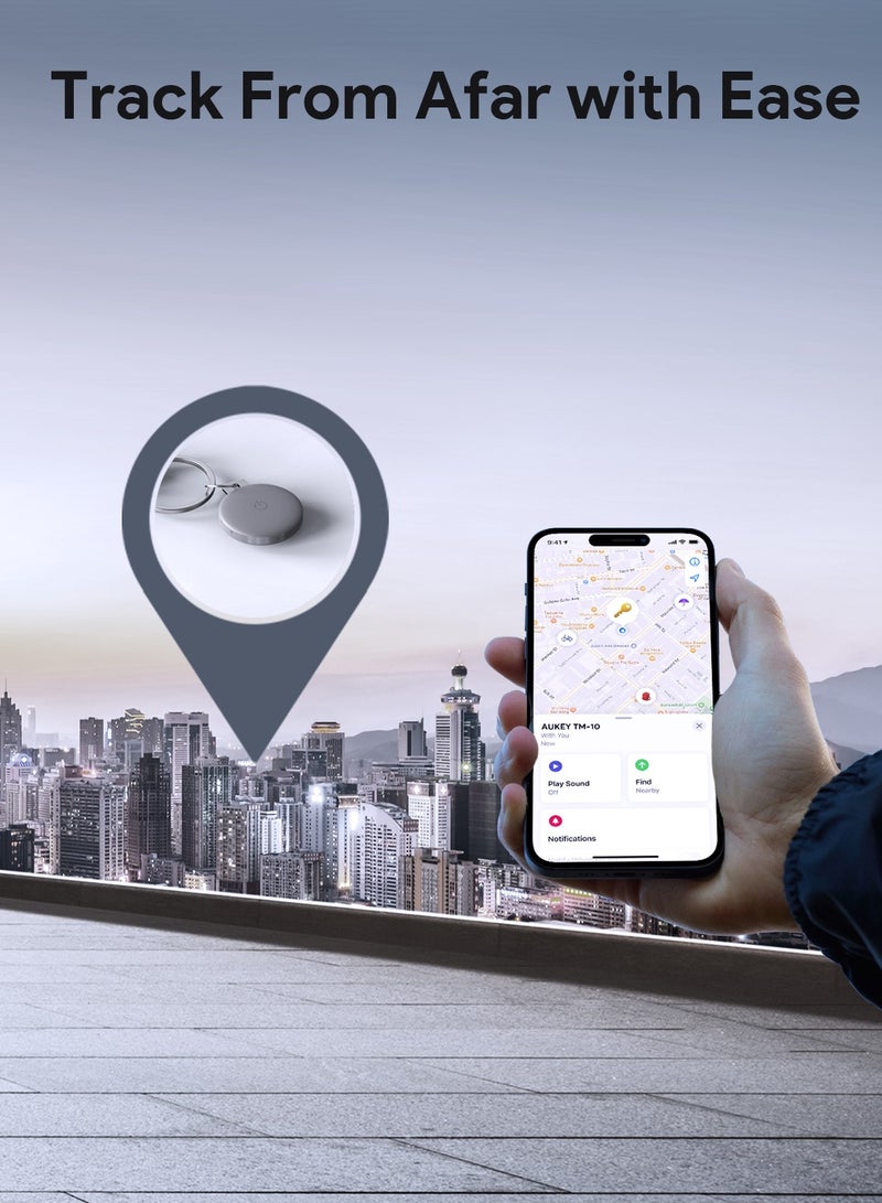 Aukey - AUKEY Track Mate 1 Bundle, 3 Smart Bluetooth Trackers, Replaceable Battery, 6 Month Battery Life TM-10 Bundle Gray Grey - Image 1