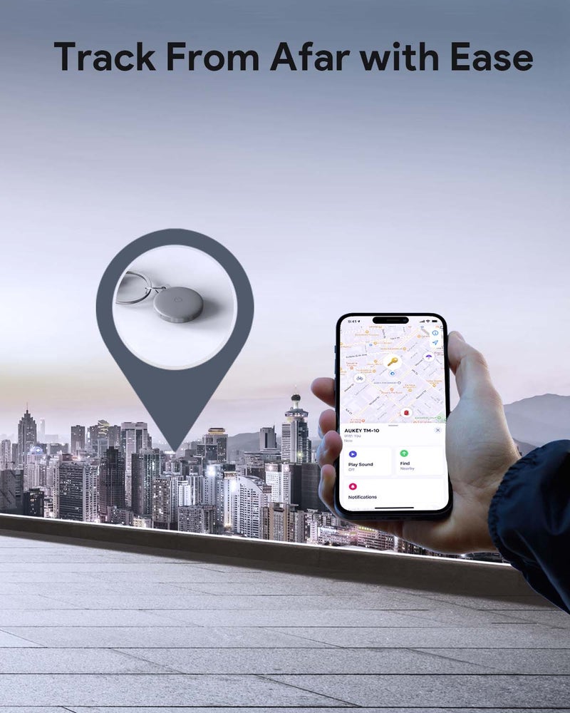 AUKEY Track Mate 1 Bundle, 3 Smart Bluetooth Trackers, Replaceable Battery, 6 Month Battery Life TM-10 Bundle Gray Grey - Image 4