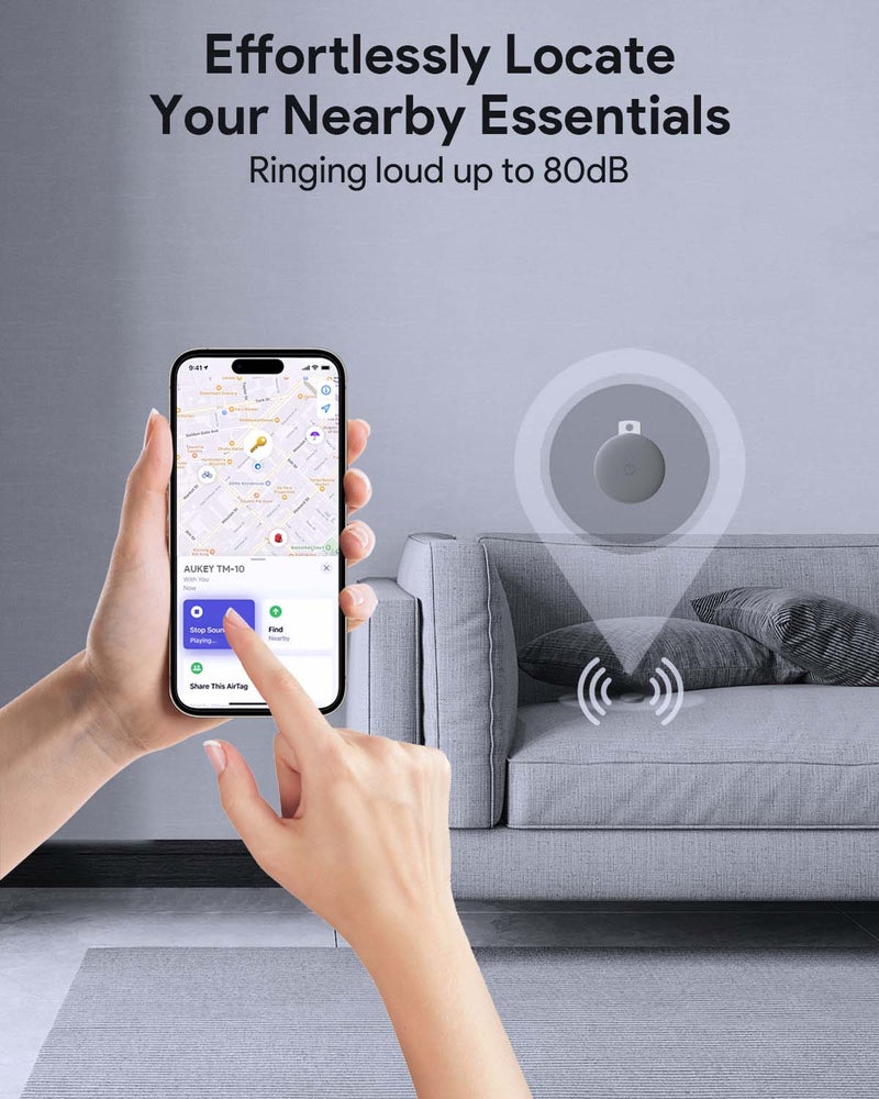 AUKEY Track Mate 1 Bundle, 3 Smart Bluetooth Trackers, Replaceable Battery, 6 Month Battery Life TM-10 Bundle Gray Grey - Image 2